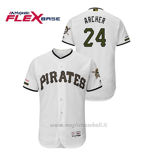 Maglia Baseball Uomo Pittsburgh Pirates Chris Archer 150th Aniversario Patch Autentico Flex Base Bianco
